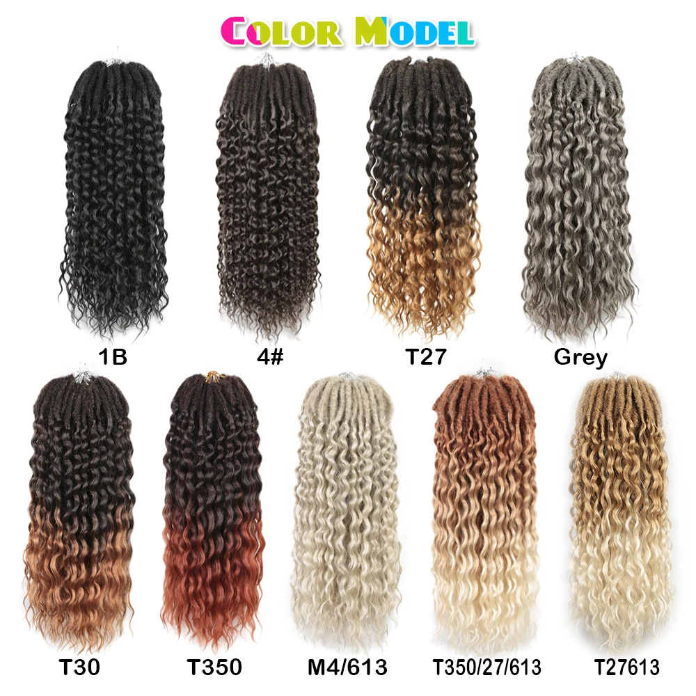 Synthetic Goddess Locs Crochet Braids Hair Extension 18Inch Pre-looped Bohemian Locs Deep Wave Curly Crochet Hair Expo City 2