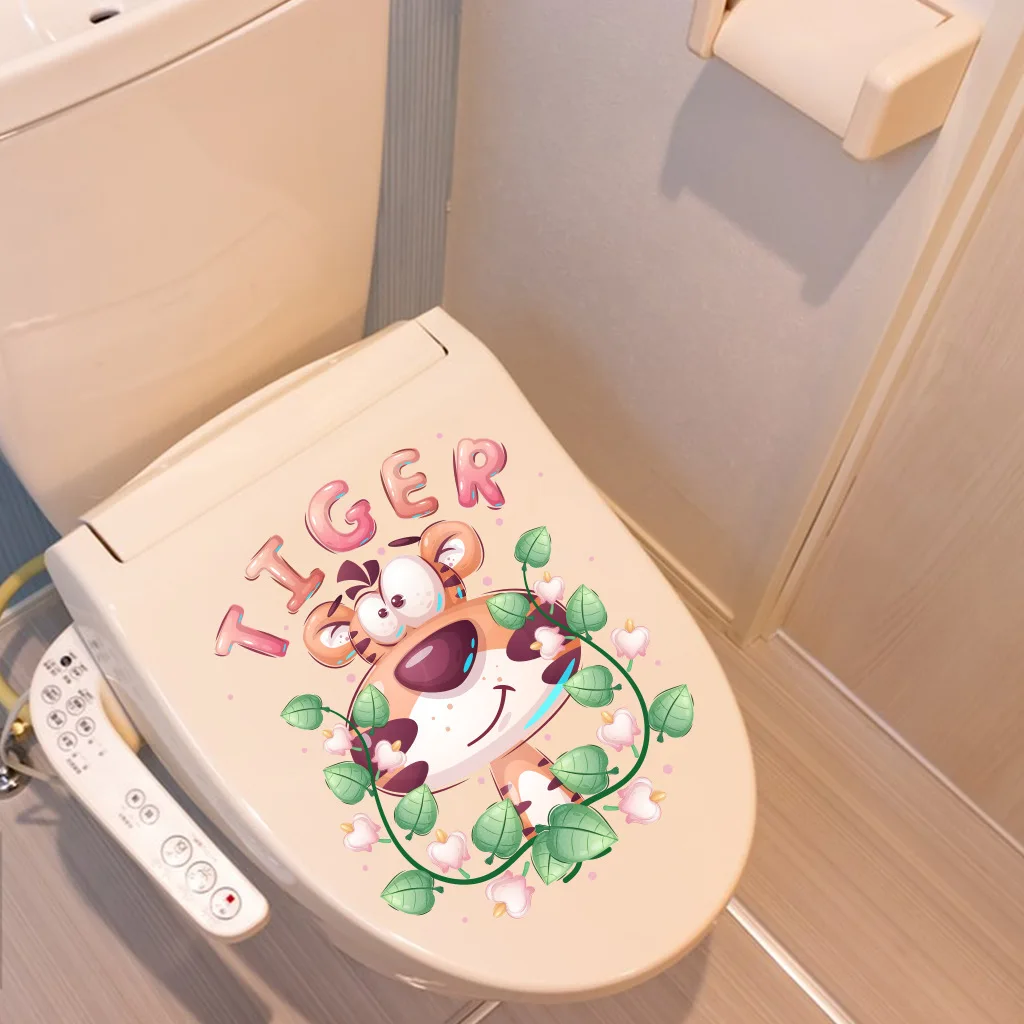 Cartoon Cute Personality Toilet Stickers Child Urination Toilet Lid WC Door Sticker Removable Decor Paper Household S9