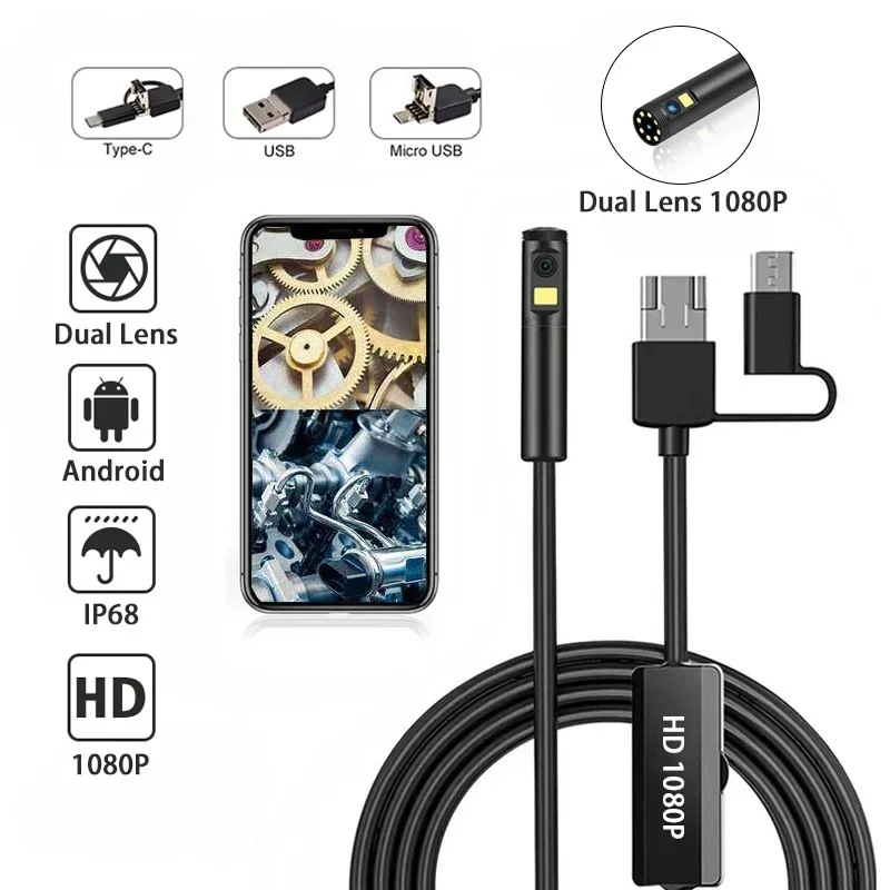 

Камера-эндоскоп с двойным объективом 8 мм, IP68, USB Type C