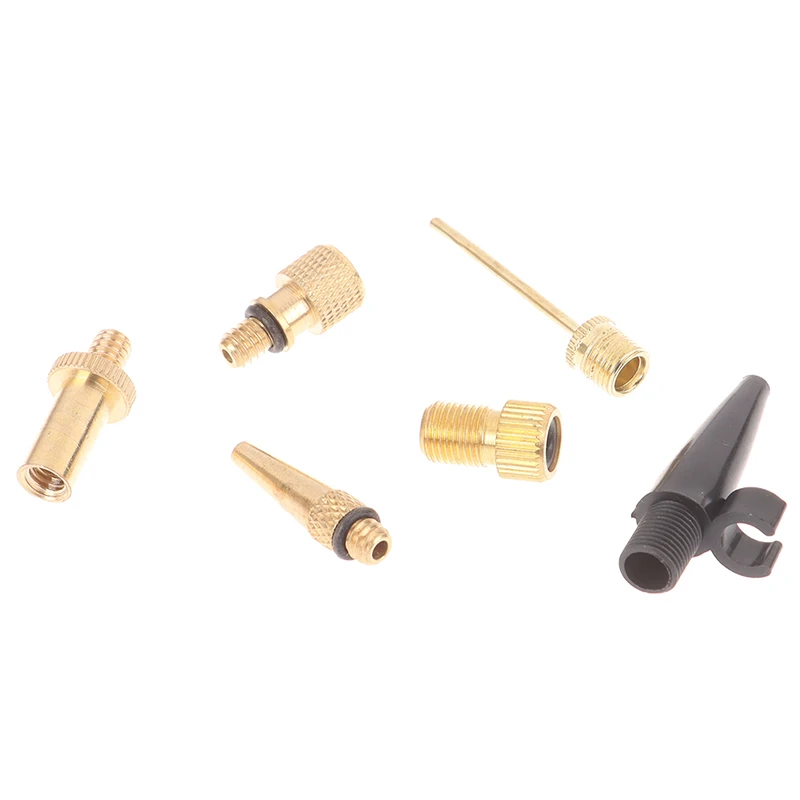 Bicycle Valve Adaptors For Road & MTB Bike Tire Pump Copper Inflator Pump Nozzle Kit Presta Schrader Valve Adapter Tube