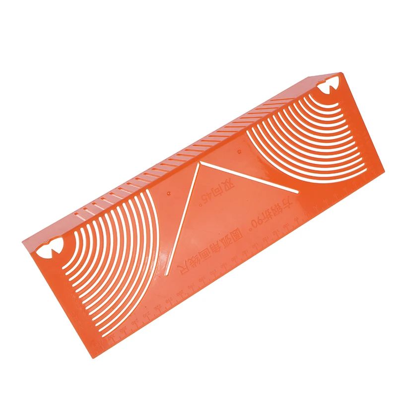 1pcs Square Tube Round Corner Drawing Ruler 45-degree Angle Guide Two-way Drawing Tools Plastic Precision Pipe Cutting Guide
