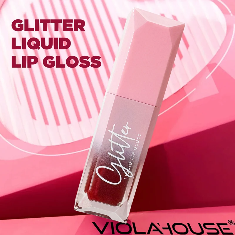 Glitter liquid lip glaze, high shine gloss lipstick, hydrating full lips, long lasting liquid lipstick, daily makeup 4