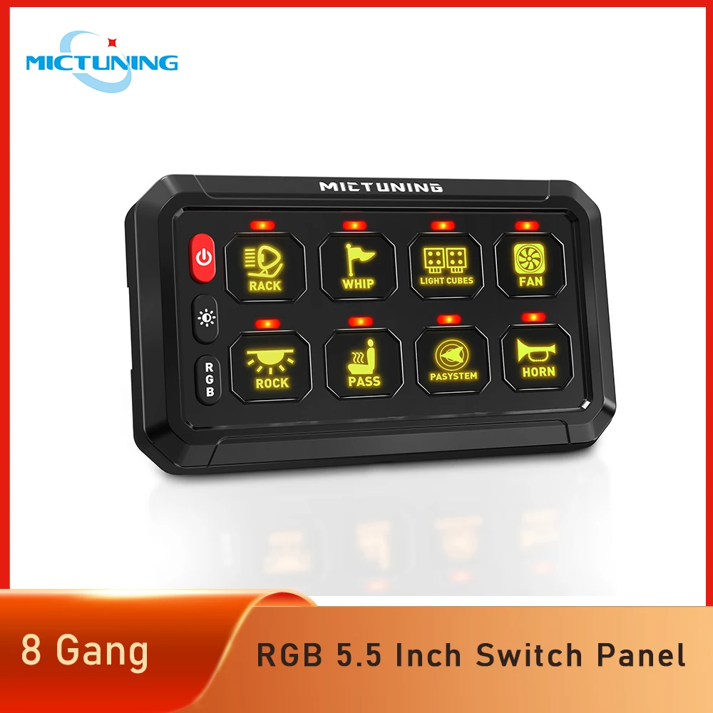 

Universal RGB 8 Gang Switch Panel Switch Pod Momentary Strobe Circuit Control Box for SUV Truck Car Marine Camper Van