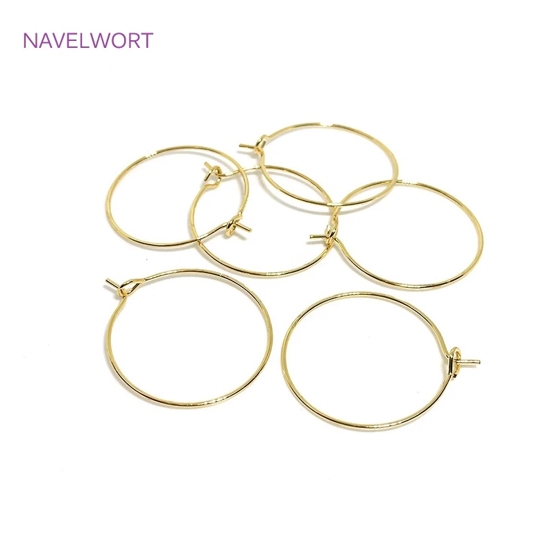 Brass 18K Gold Plated Circle Ear Wire Blank Hoops Earrings Loop