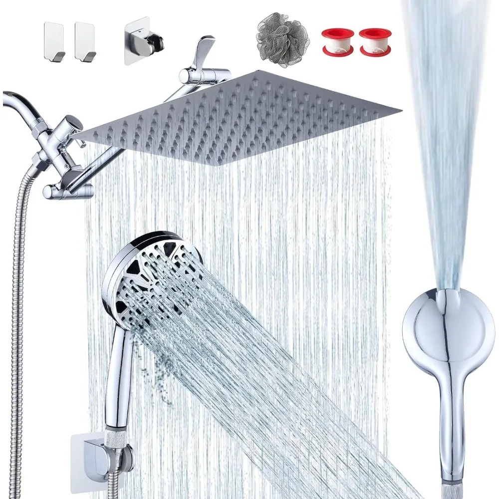 

Shower Head of Rainfall Shower Head with Handheld Combo,Chrome Finish,Adjustable Extension Arm,Self-Cleaning Nozzles Shower Head