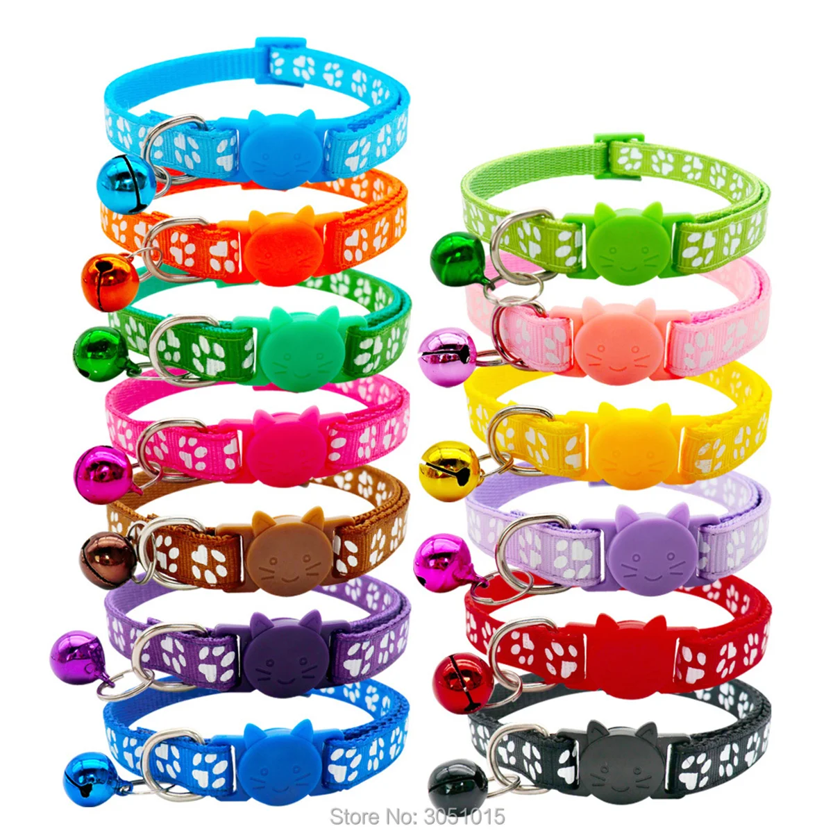 Lot 12 Wholesale Cat Kitten Collars With Paw Dog Collar Small Puppy Cat Collars with Bell and Cat face 6