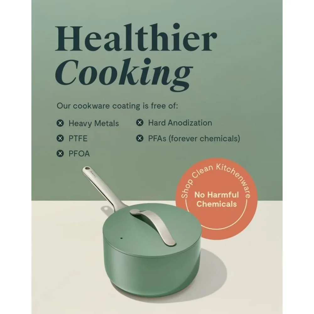 Nonstick Ceramic Sauce Pan with Lid (3 qt)-Non Toxic, PTFE & PFOA Free-Oven Safe & Compatible with All Stovetops