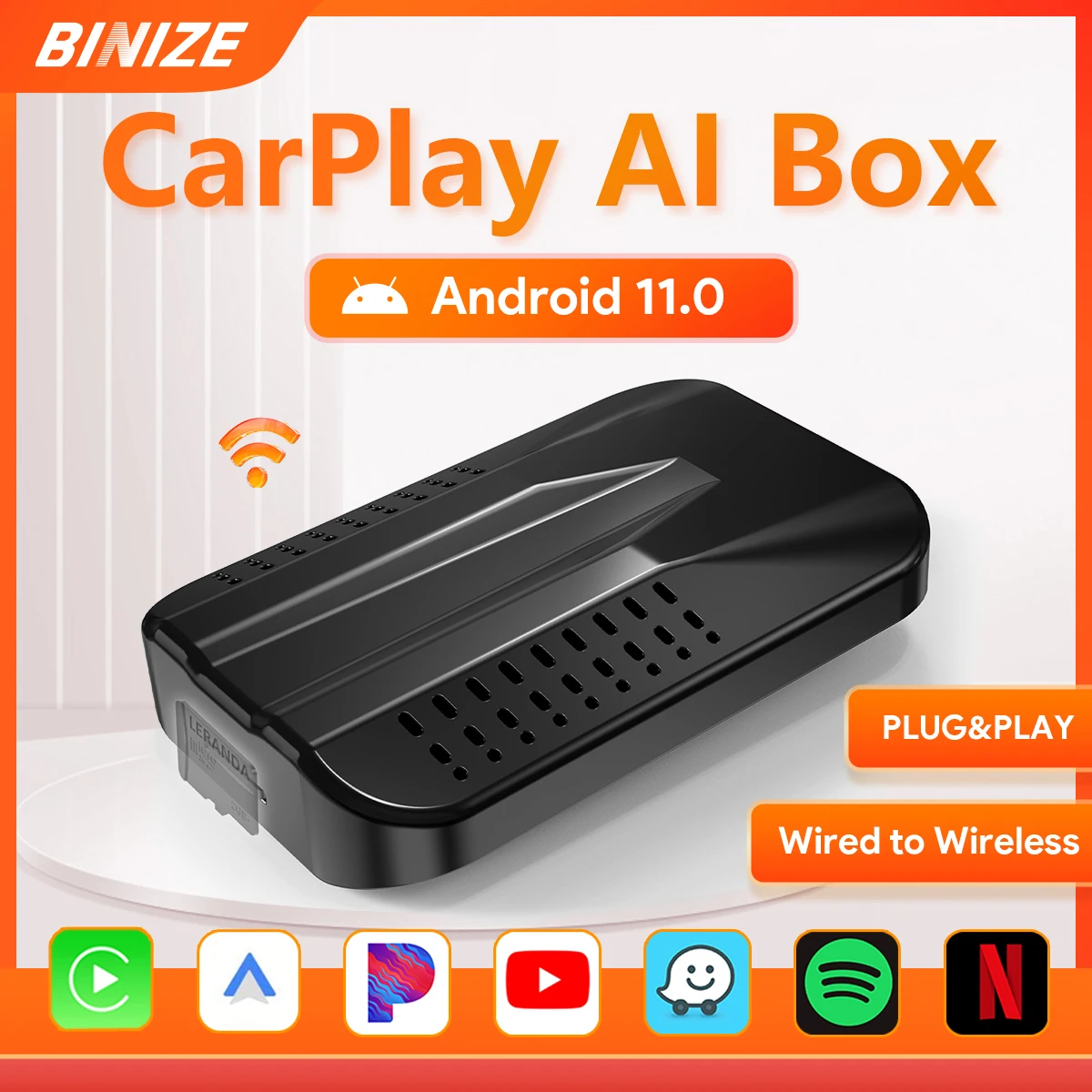 

Binize Carplay Ai Box Android 11.0 Wireless Carplay Wireless Android Auto For Mazda VW Kia Toyota Plug ＆ Play