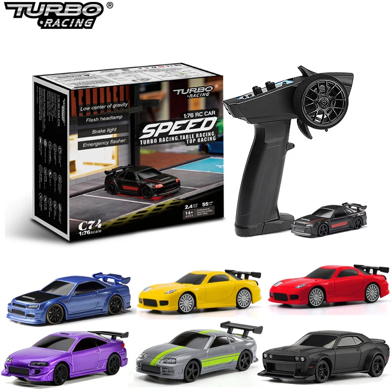 

Turbo Racing 1:76 RC Car C64 C63 Drift RC Car with Gyro C71 C72 C73 C74 C75 Flat Running Remote Control Toys for Kids and Adults