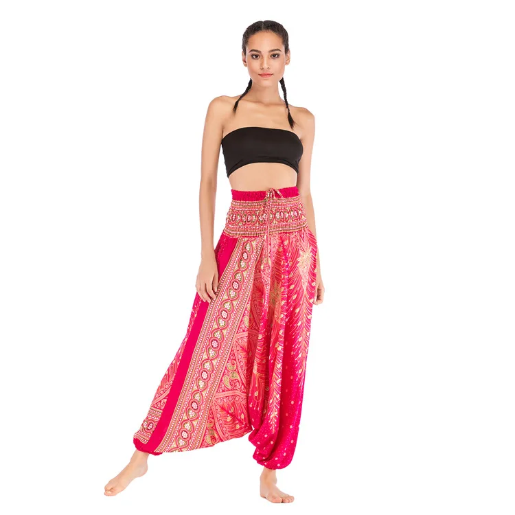 

A001 Leisure Yoga Pants Yoga Wear Big Crotch Pants Pants Bohemia Vacancy Feather Print Pants For Two Wear