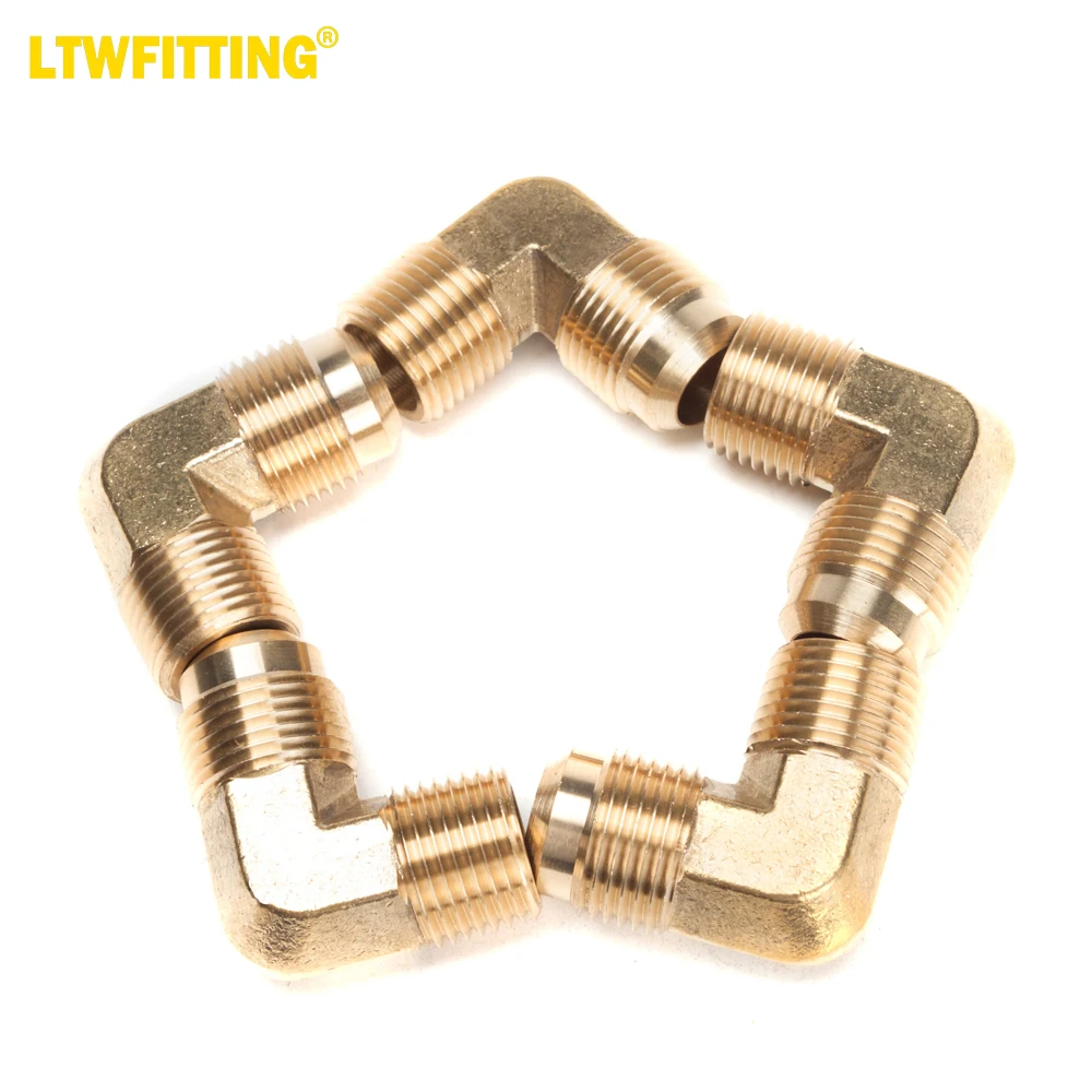 

LTWFITTING Brass Flare 5/8" OD x 1/2" Male NPT 90 Degree Elbow Tube Fitting (pack of 5)