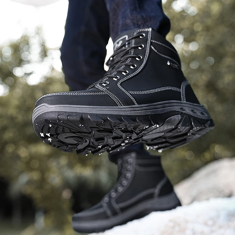 Men Boots Winter Leather Snow Boots Outdoor Non-slip