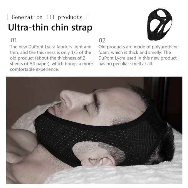 1pc Anti Snore Chin Strap, Anti-Dry Mouth Chin Strap For CPAP Users, Stop Snoring, Snoreless Sleeping Solution For Men And Women 2