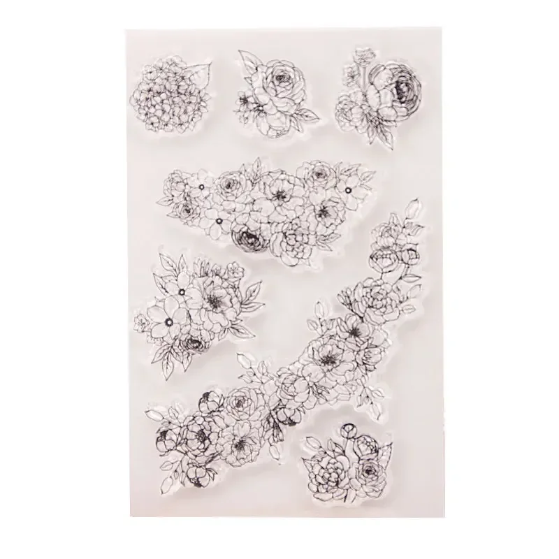 Petal Flowers Clear Stamp Transparent Silicone DIY Stamp Seal Sheet for Scrapbooking Making Album Photo Handmade Decoration