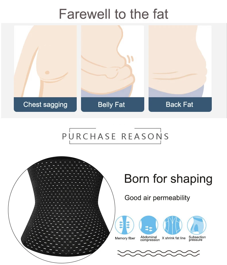 Men shapewearWaist Trainer Slimming Body Shaper Belt Support Underwear Sweat Corset Loss Lose Weight Waist Trimmer Belt Workout