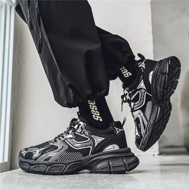 New Men's Shoes Mesh Breathable Fashion Thick-soled Clunky