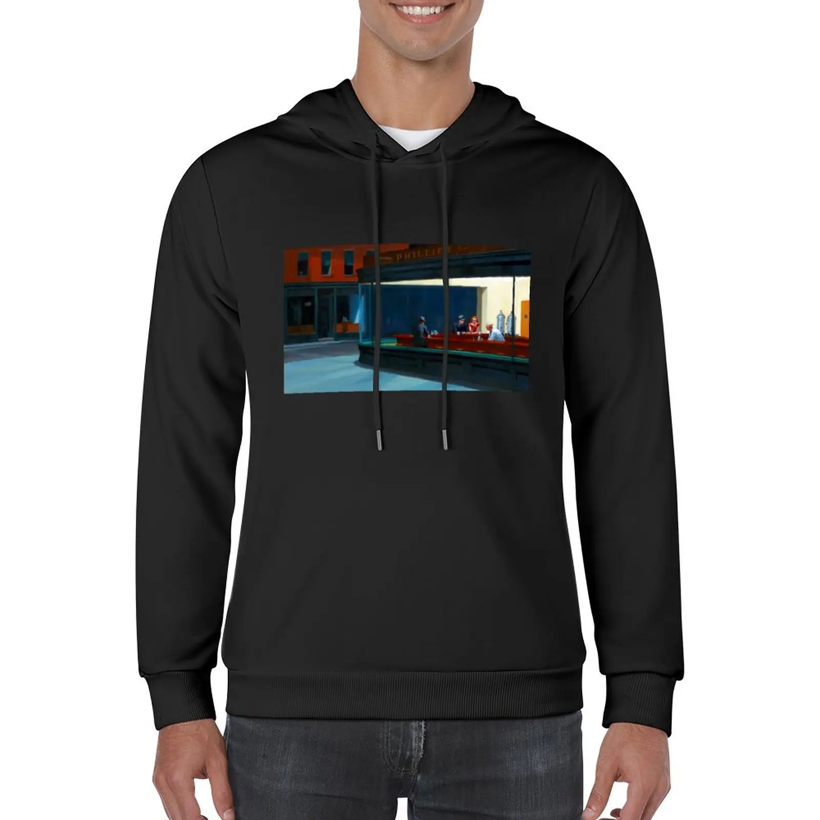 

New Nighthawks by Edward Hopper (1942) Pullover Hoodie men's coat mens clothes men clothes hoody