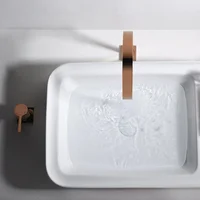 ก๊อกน้ำห้องน้ำ KEMAIDI สีโรสโกลด์ ก๊อกน้ำแบบก้านโยกเดี่ยว น้ำร้อนน้ำเย็นแยกกัน แบบน้ำตก สำหรับอ่างล้างหน้าและอ่างอาบน้ำ ก๊อกผสมทองเหลือง 2