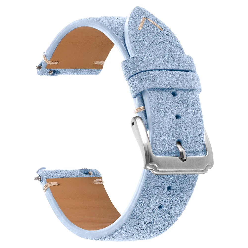 Vintage Brown Suede Wristband Watch Strap - Soft Calfskin Bracelet