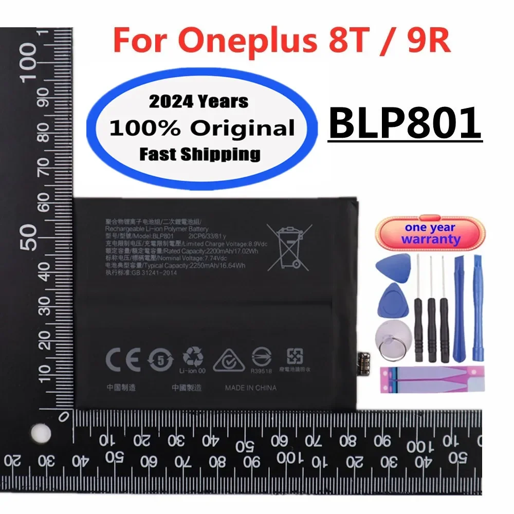 

2024 Years High Quality 1+ Original Battery For Oneplus 8T 9R One Plus 9R 8T BLP801 4500mAh Mobile Phone Bateria Batteries