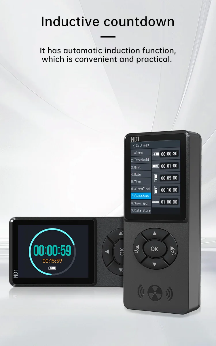 ND1 Geiger Counter - Nuclear Radiation Detector, X/γ/β-ray, Rechargeable