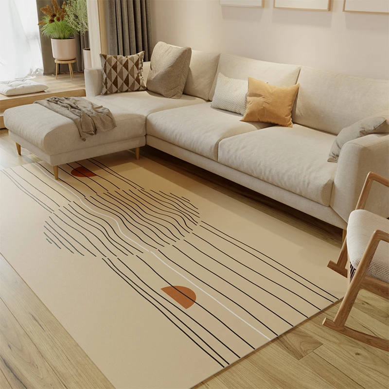 PVC Scrubable Leather Carpets Japan Style Living Room Rugs Simple