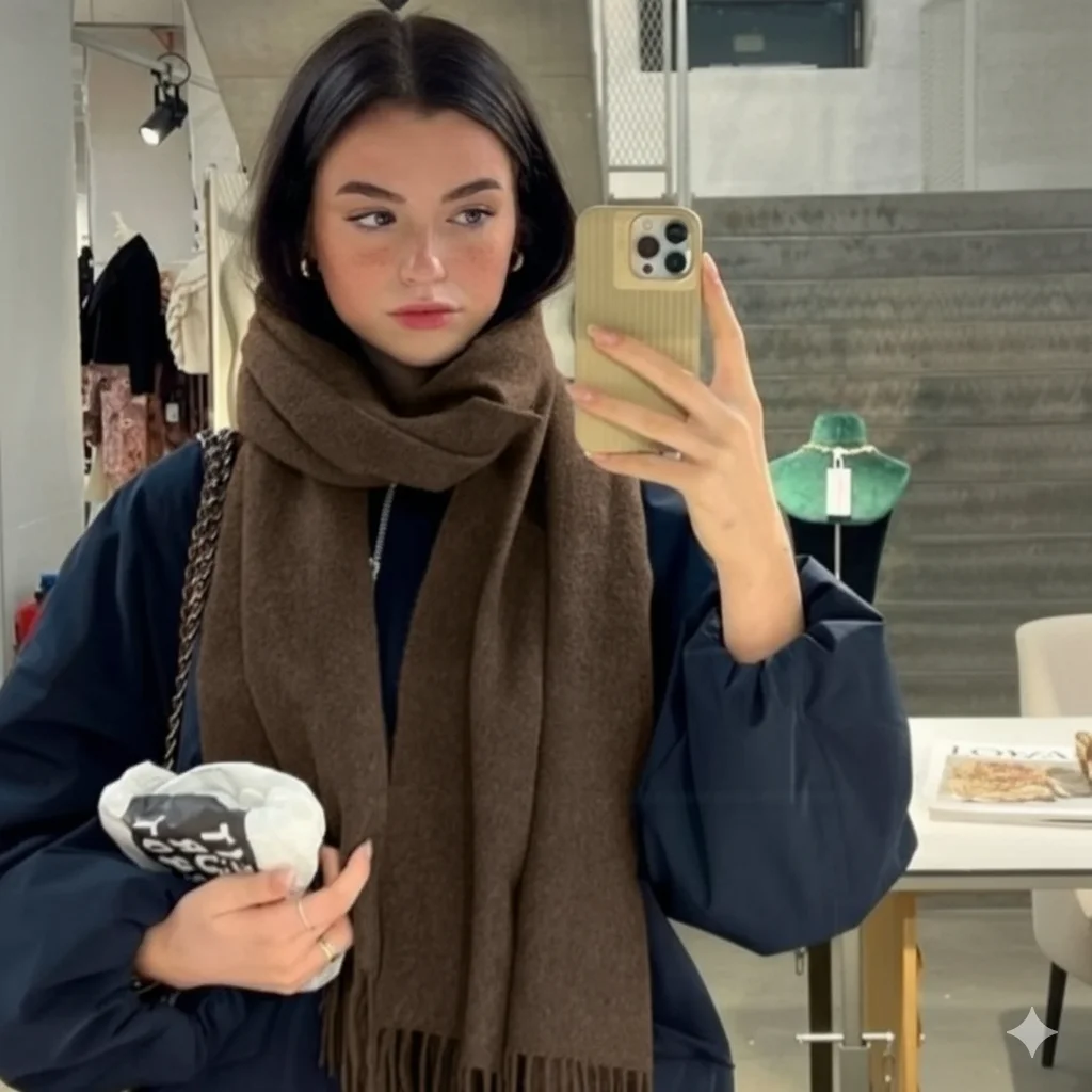 Luxurious Winter Cashmere Scarf – Versatile Solid Color Shawl Wrap