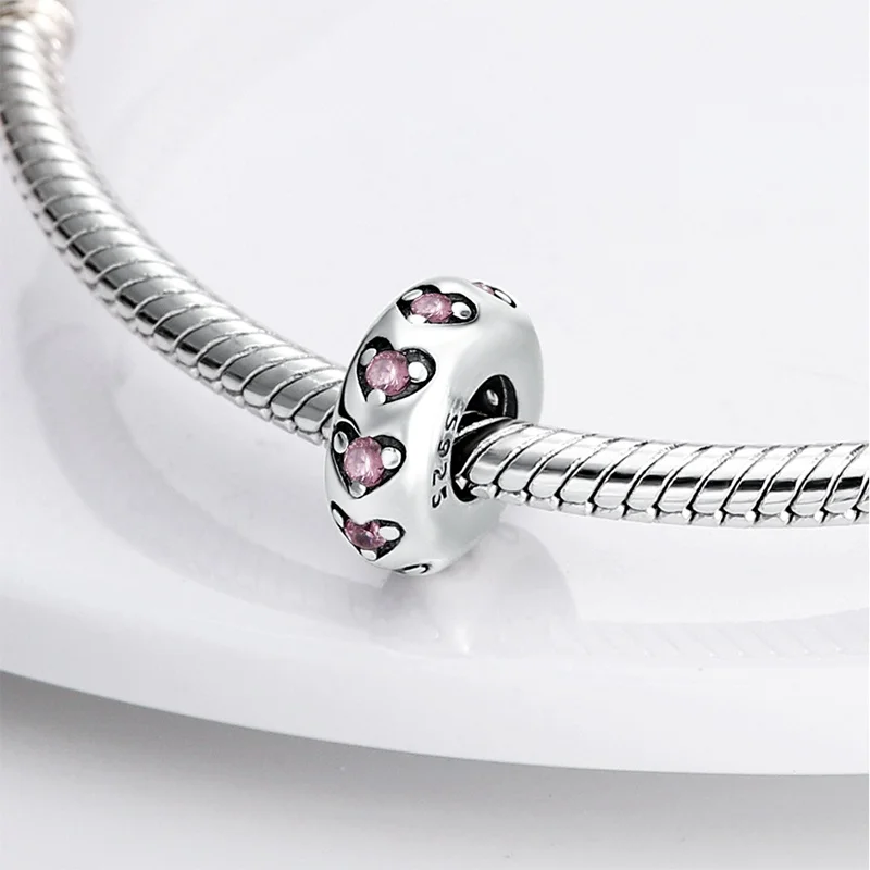 Charm-Abstandsperlen aus 925er-Sterlingsilber, rund, farbig, Zirkon, geeignet für Pan-Original-Armband, exquisiter DIY-Party-Schmuck – Detail 6