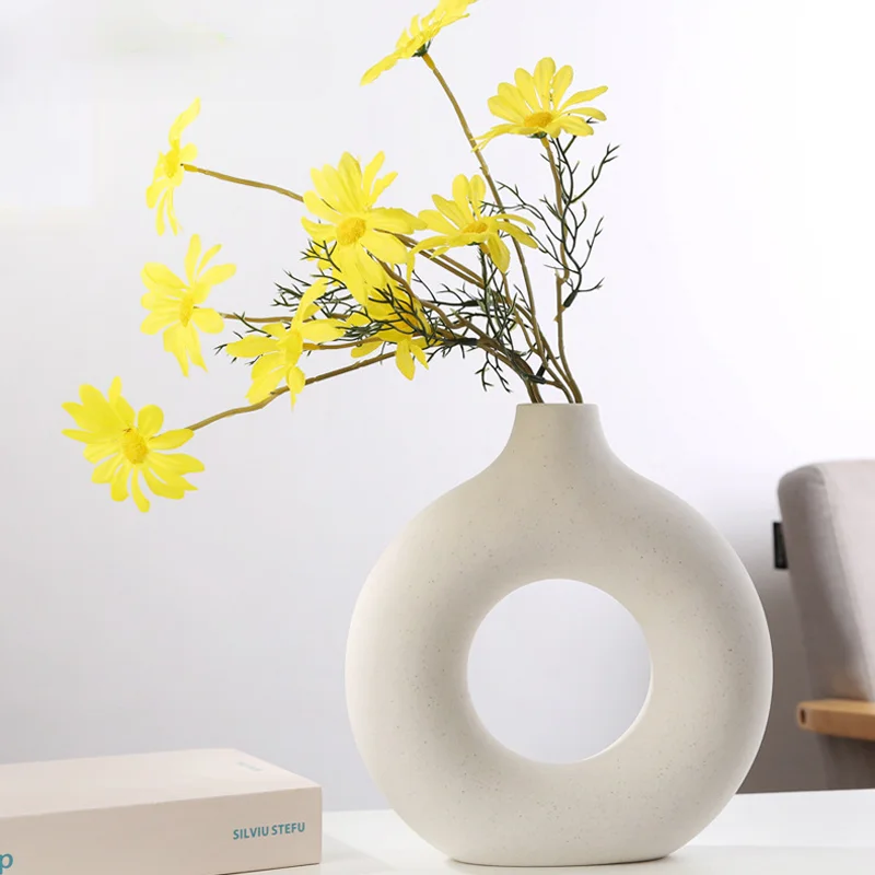 Ermakova Ceramic Round Oval Vase Ornament Nordic Abstraction Indoor Decorative Home Decor Living Room Table Shelf Decoration images - 6