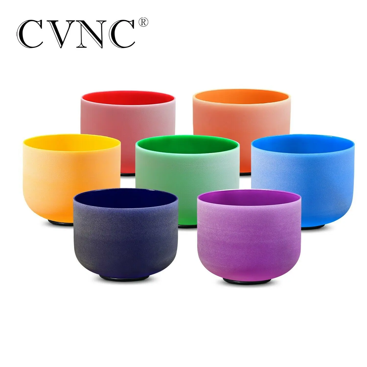 CVNC 14 Inch Full Colored Chakra Quartz Crystal Singing Bowl for Sound ...