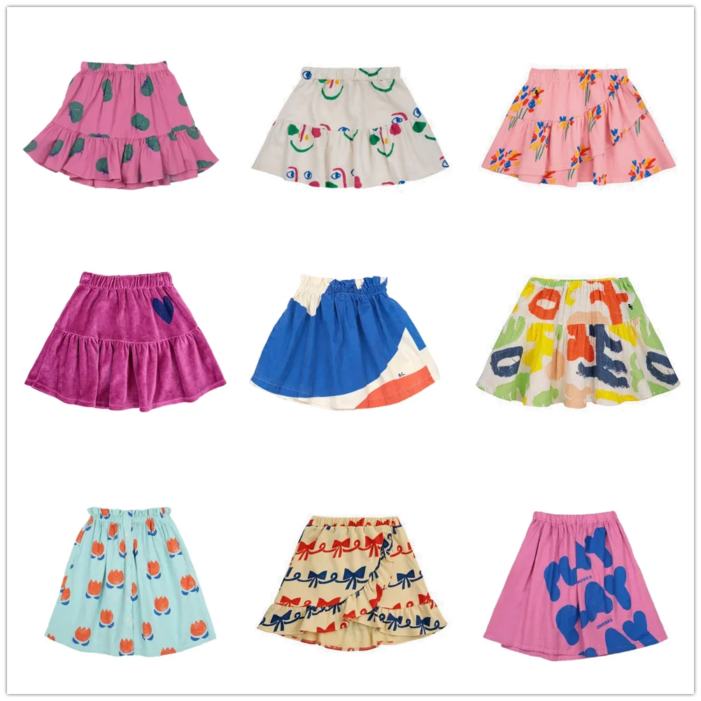 Pre-sale 2024 Spring and Summer BC Same Style Children's Cute Color Matching Graffiti Print Skirt Skirt for Girls