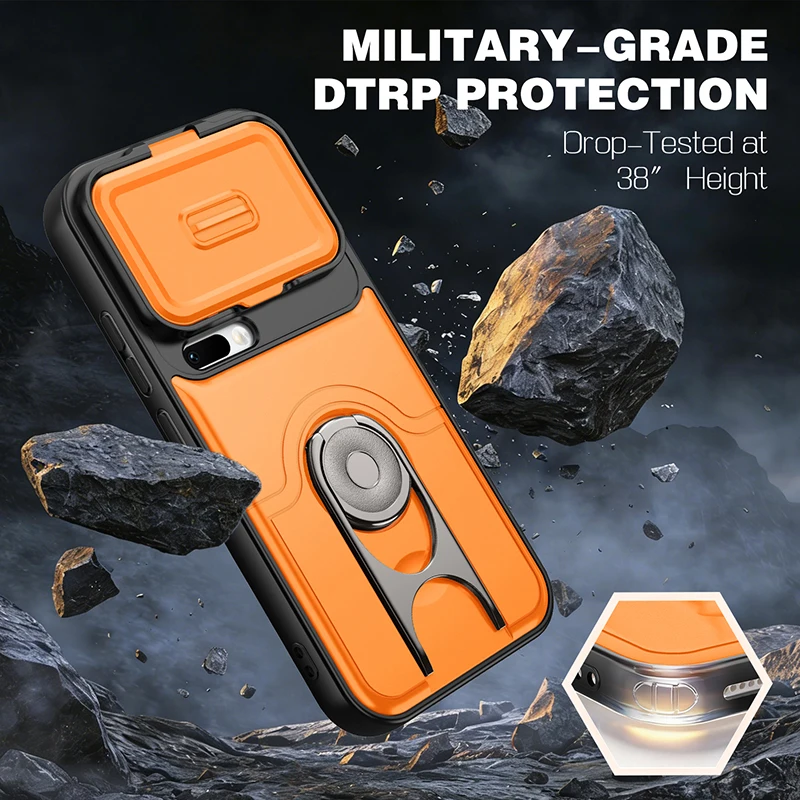 360° Rotating Dual Layer Phone Case with Slide Camera Cover