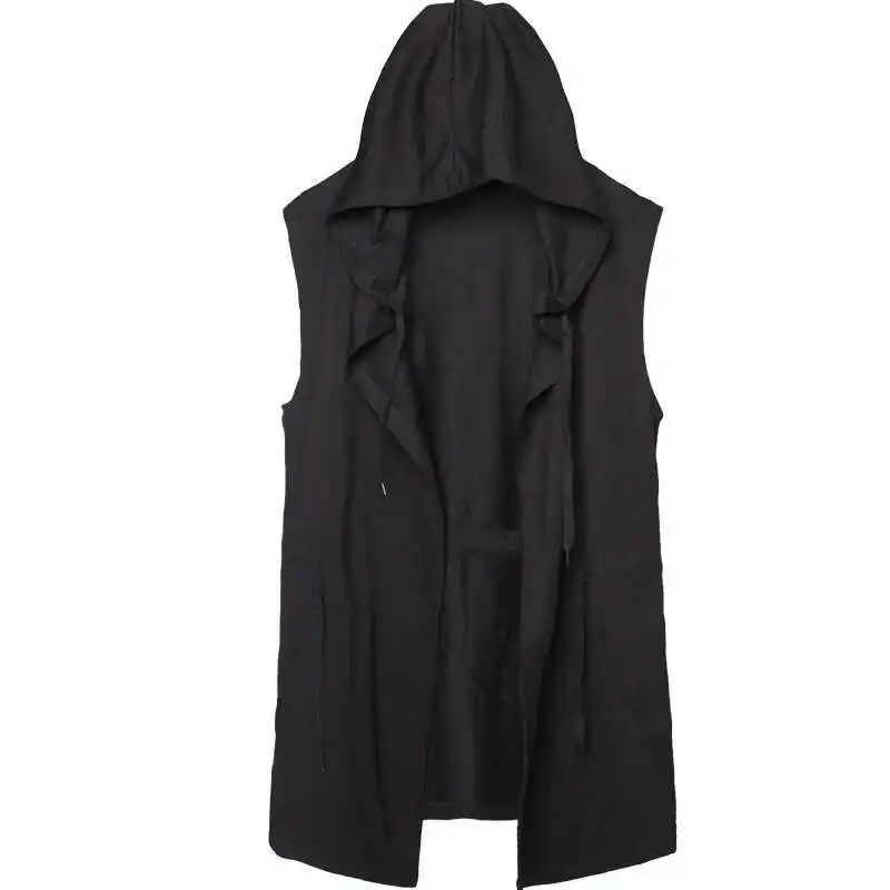 HKSH Spring Autumn New Male Tide Dark Punk Hip Hop Trench Hooded Cape Retro Gothic Sleeveless Coat Streetwear Windbreaker HK2368