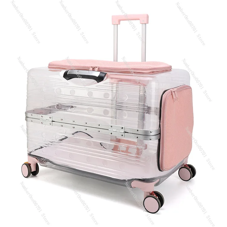 

Pet Trolley Bag Fully Transparent Portable Cat Bag Large Capacity