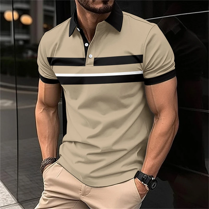 

Fashion Simplicity Harajuku Polo Shirt For Men 3D Striped Printing Lapel Short Sleeve Blouse Summer Hot Sale Loose Cardigan Tops