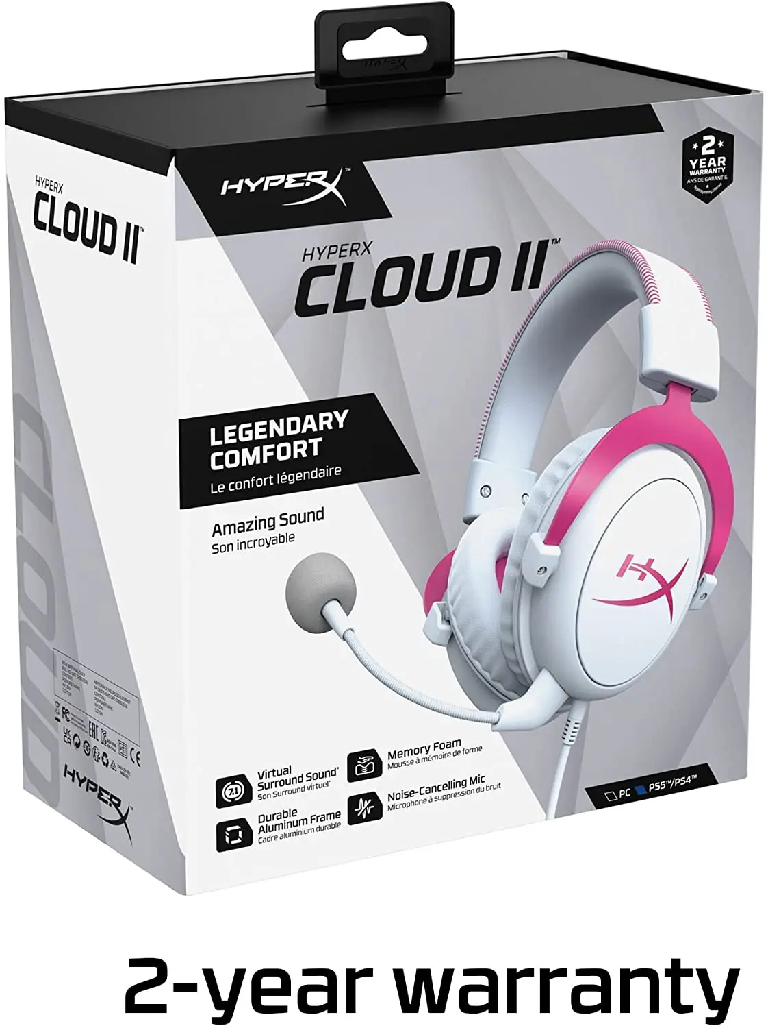 HyperX Cloud II Pink Gaming Headset 7.1 Virtual Surround Sound Detachable  Microphone with sound card For PC PS5 PS4 - AliExpress
