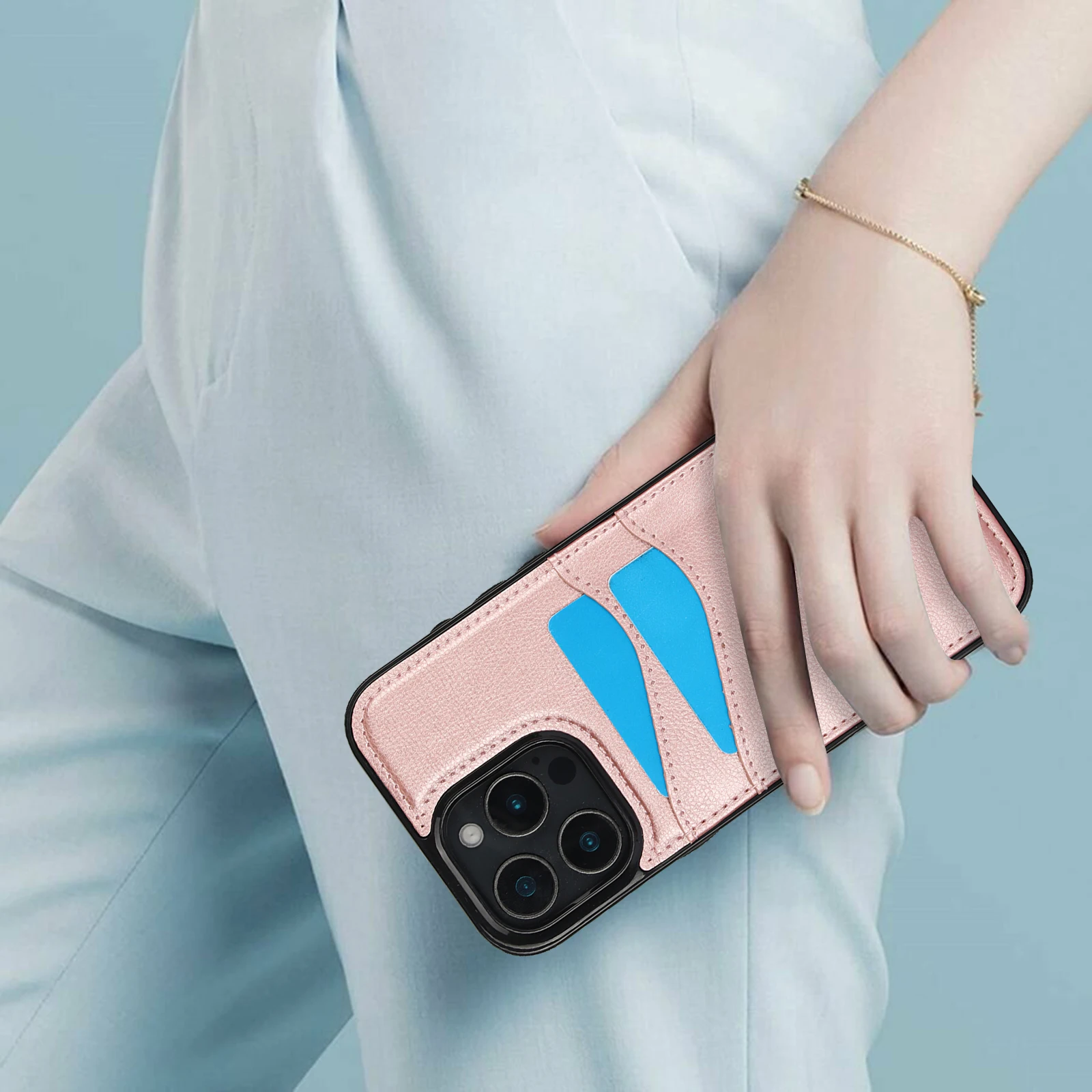 PU Leather Fashion Wallet Phone Case with Credit Card Slot