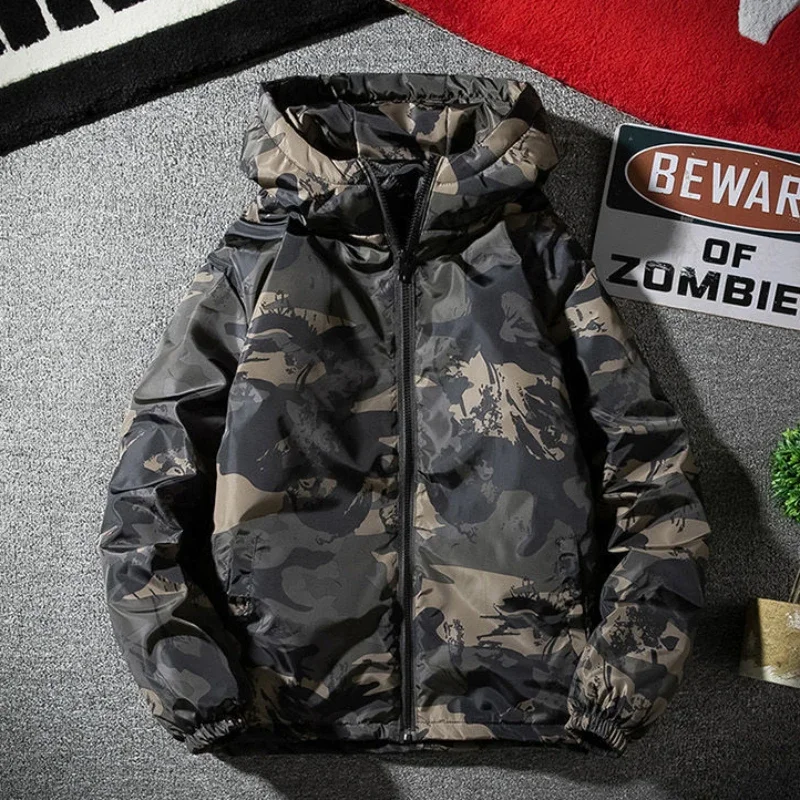 

Male Padded Coats Casual Men's Down Jacket Camouflage Parkas Hooded Fashion 2023 Padding Quilted Heavy Youth Outerwears Winter