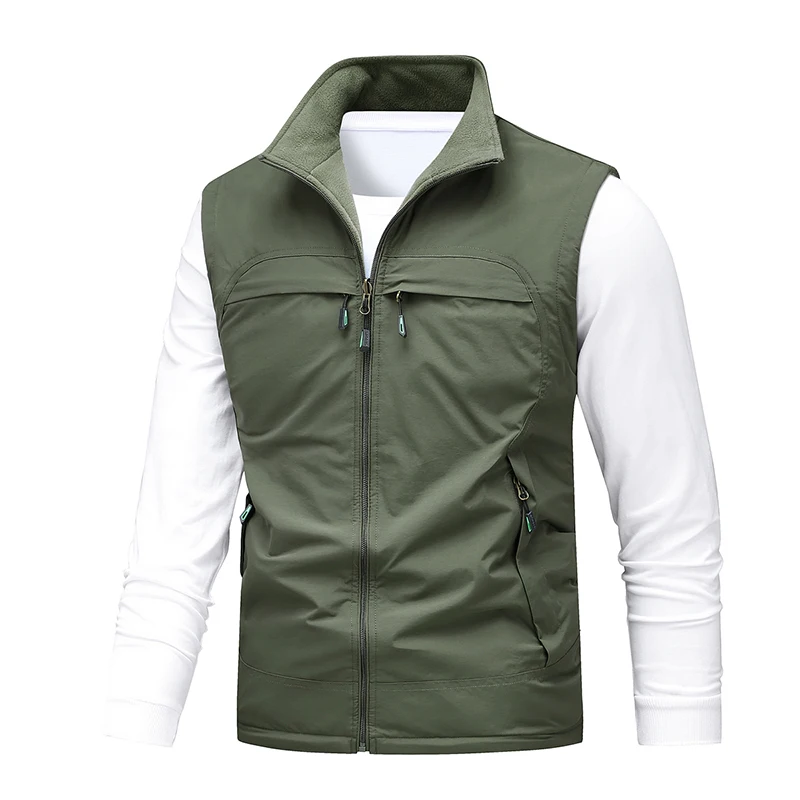 Outdoor Reversible Fleece Sports Fishing Casual Windproof Sleeveless Vest Comfortable Breathable Camping Vest Male