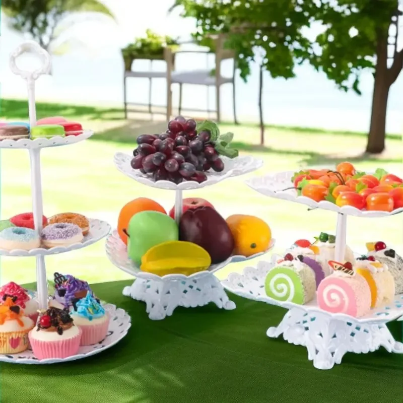 Ins Style Cake Stand Three Layer Cake Tray Fruit Tray Cupcake Display Stand Creative Cake Display Stand Plastic Dried Fruit