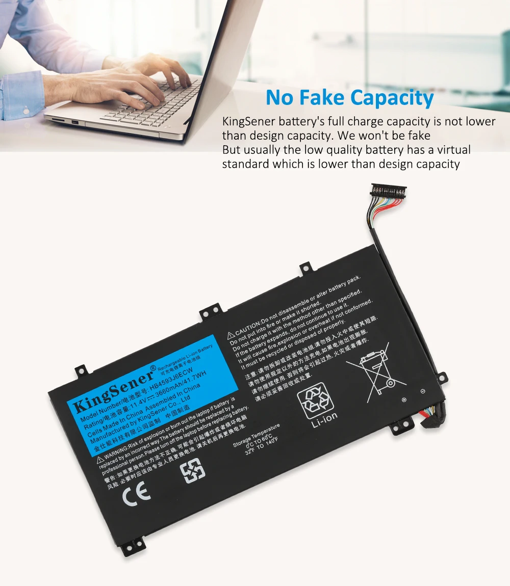 Kingsener-bateria para Huawei Matebook 13 Hb4593j6ecw Wt-w19 Wx9 W29 i7 Hn-w19l W19r Wrt-w09 W19l Notebook 11.4v 3660mah - Imagem 2