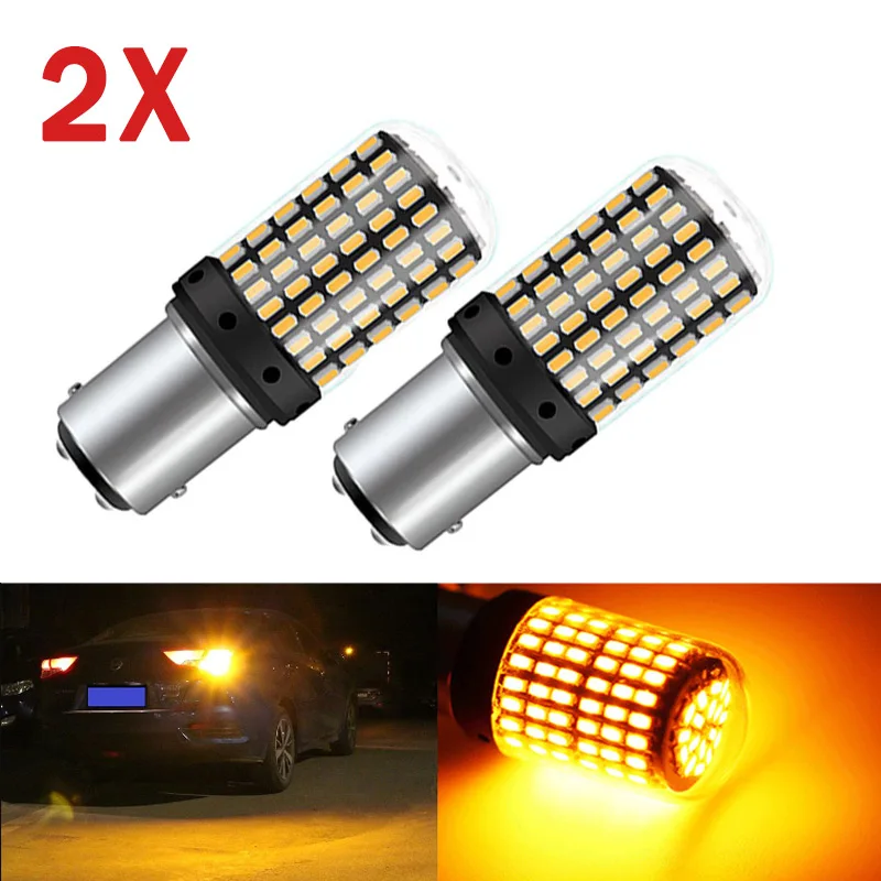 

2pcs 1156 BA15S P21W BAU15S PY21W 3014 144SMD Bulbs T20 144SMD 1157 BAY15D P21/5W 7440 7443 Turn Signal Light Reverse Lamp 12V