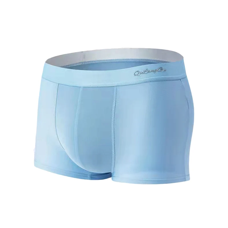 4Pcs/Lot Ice Silk Mens Boxer Shorts Graphene Antibacterial Underwear Boxershorts Seamless Breathable Male Panties L-4XL 3