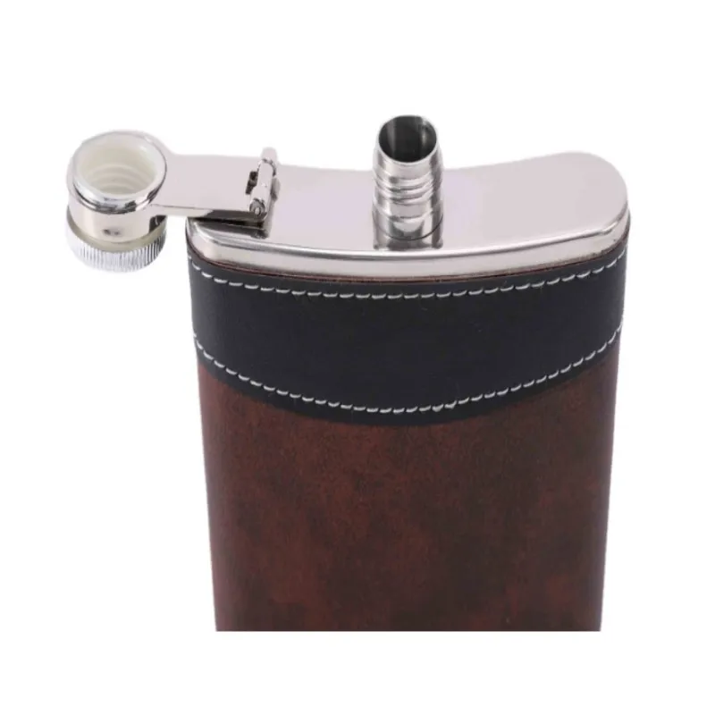 Description Picture 4 of itemPU Surface Retro 6-8Oz Portable Flagon Family Outdoor Travel Multi-Purpose Exquisite Wine Bottle Practical Gift Hip Flask