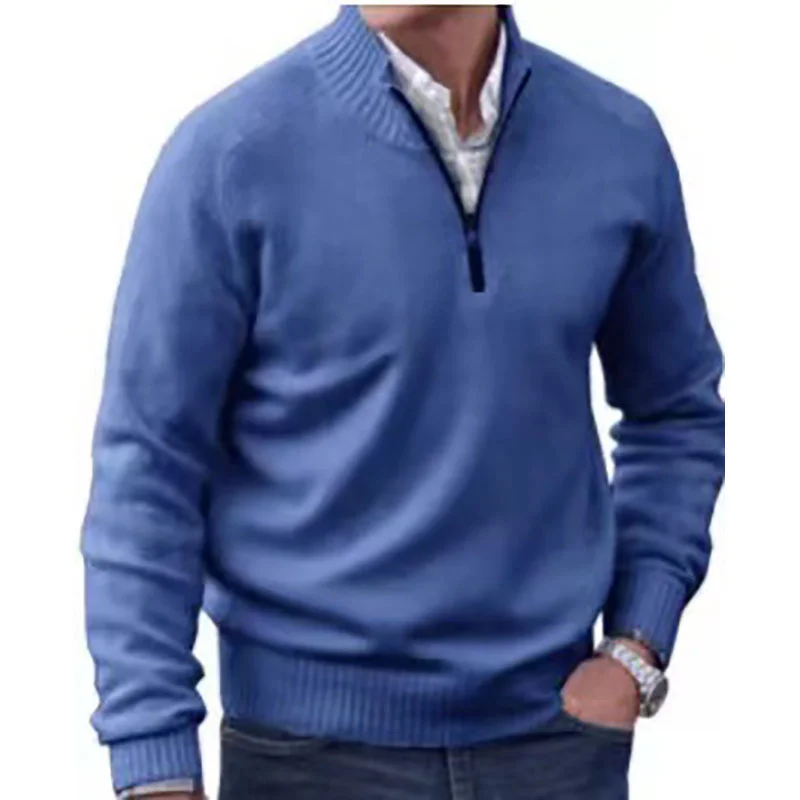 Men\'s Knitting Wool Warm Sweater Harajuku Zip Long Sleeve Jumper Men Slim Fit Casual Warm Pullovers Sweatershirt