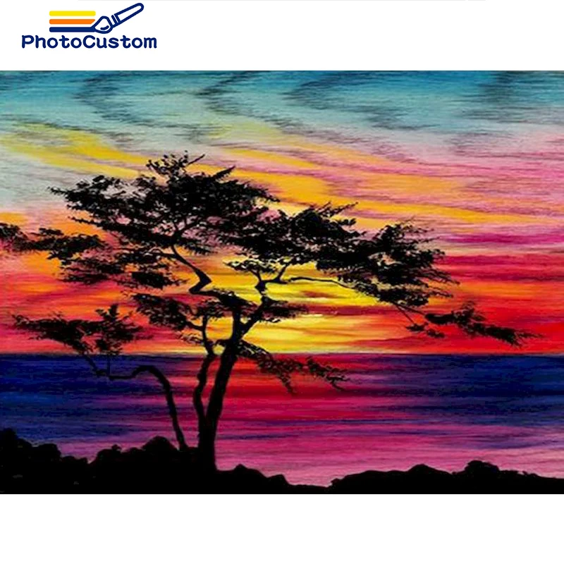 

PhotoCustom Алмазная вышивка, пейзаж, вышивка крестиком, алмазная живопись, полная квадратная картина, семейный Декор ручной работы