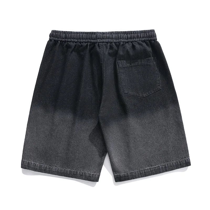 2023 Japanese flat denim shorts men loose Korean version of Japanese Hong Kong fashion brand cargo shorts