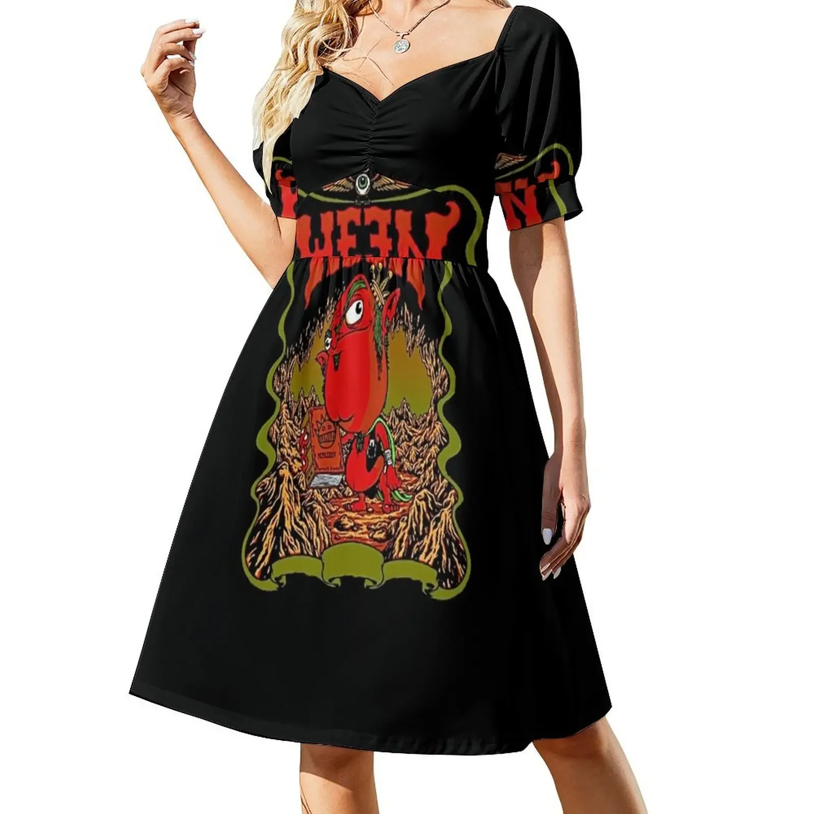 thumbnail image 1 of Vestido sin mangas con diseño de abanico Golden Country Greats Ween Gift, vestido de verano coreano para mujer, vestido de verano para fiesta de graduación diaria., 1 of 8
