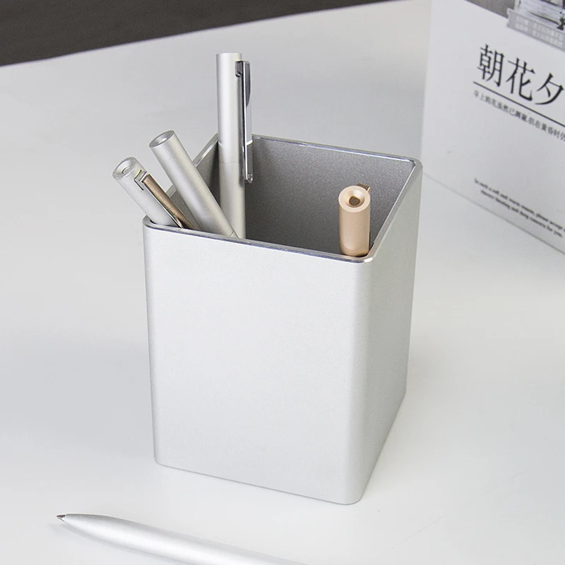 Creative and Fashionable Metal  Pen Holder Business Office Study Daily Necessities Aluminum Alloy Desk Case