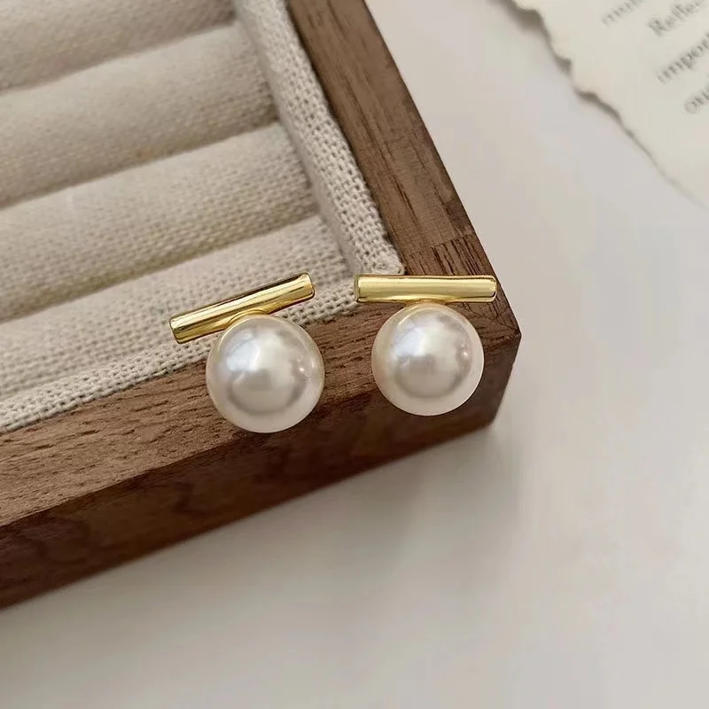 New French Minimalist Grey Imitation Pearl Pendant Earrings 2025 Fashion Jewelry Daily Wear Accessories for Girls Women‘s Party - Image 5